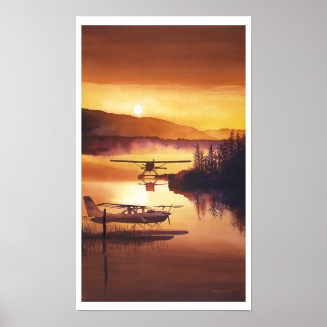 "Himlar Harbour" Flyter Flygplan Watercolor Poster (Framsidan)