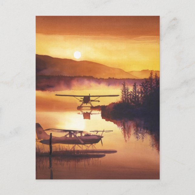 "Himlar Harbour" Flyter Flygplan Watercolor Vykort (Framsida)