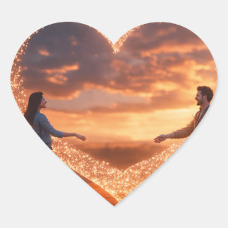 Himlar hjärta hjärtformat klistermärke