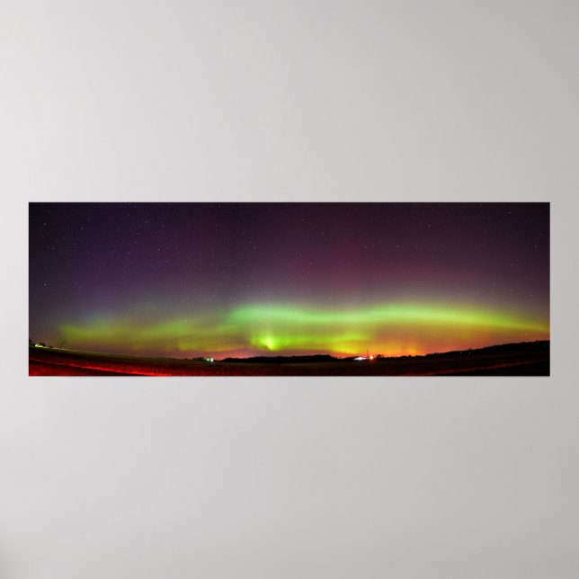 Himlar i Light Northern Ljus Panorama Poster (Framsidan)