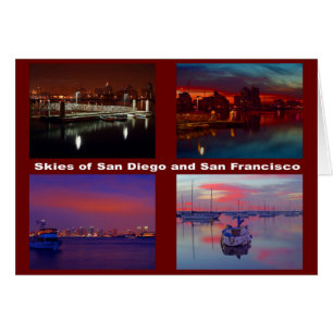Himlar i San Diego och San Francisco Hälsningskort