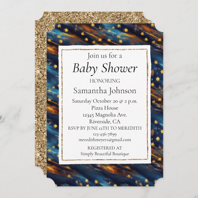 Himlar i Stars Inbjudningar (Fram/baksida)