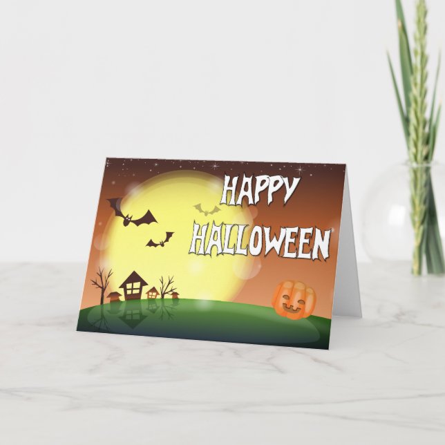 Himlar-kort för happy halloween kvällstid kort (Framsida)