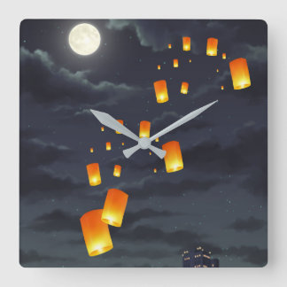 Himlar-lykta/gult/nattljus Fyrkantig Klocka