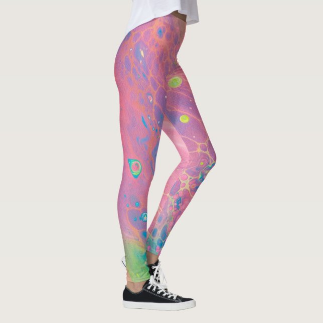 Himlar på Venus Coral Rosa Galaxy Akrylpur Pour Leggings (Höger)