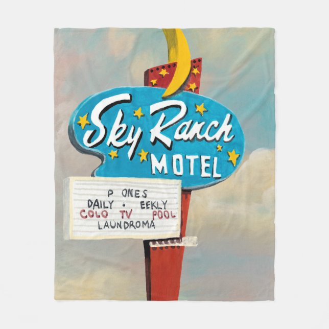Himlar Ranch Motel-signatur Fleecefilt (Framsidan)
