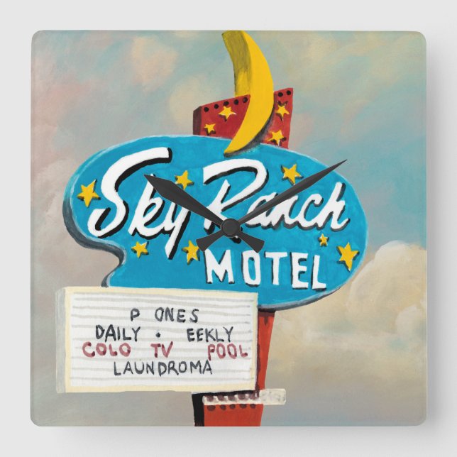 Himlar Ranch Motel-skylt Fyrkantig Klocka (Framsida)