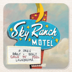 Himlar Ranch Motel-skylt Underlägg Papper Kvadrat