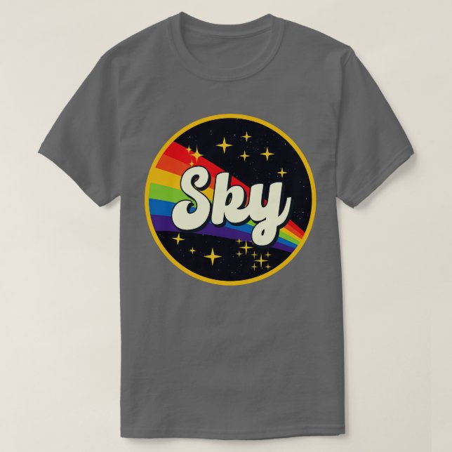 Himlar regnbåge i rymden Vintage Stil T Shirt (Design framsida)
