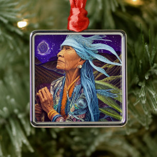 Himlar Road Walker Native American Fantasy Art Julgransprydnad Metall