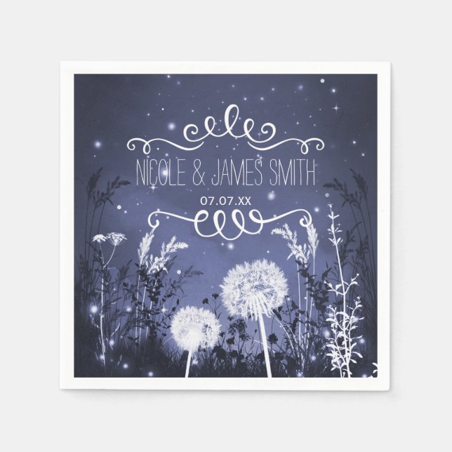 Himlar Stars & Foliage Bröllop Pappersservett (Framsidan)