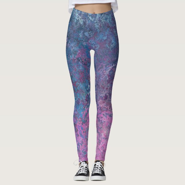 Himlar vid Dusk Alcohol Bläck Abstrakt Leggings (Framsida)