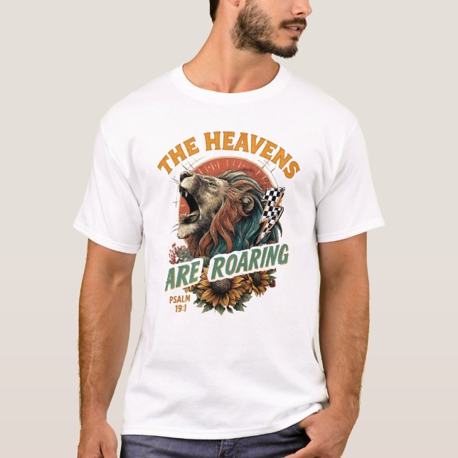 Himlarna Brölar Lejon Religiös T Shirt (Framsida)