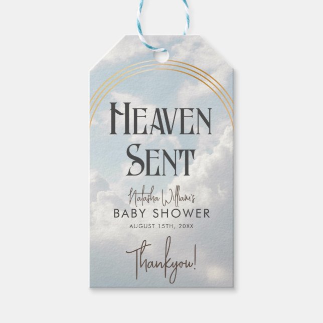 Himlasända moln himmel Boho båge baby shower Presentetikett (Framsidan)