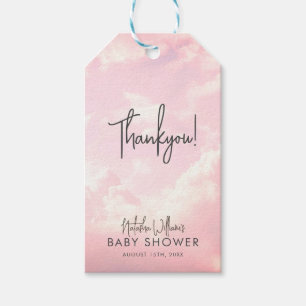 Himlasända Pastell Rosa Moln Baby Shower Presentetikett
