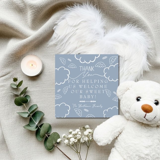 Himlastora Blå  Förlossning NICU Sjukhus   Tack Kort (Heavenly Blue Labor & Delivery NICU Hospital Thank You Card)