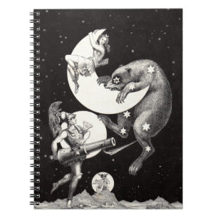 Himlavalv Måne Himmel Universum Gud Natt Illustrat Anteckningsbok Med Spiral