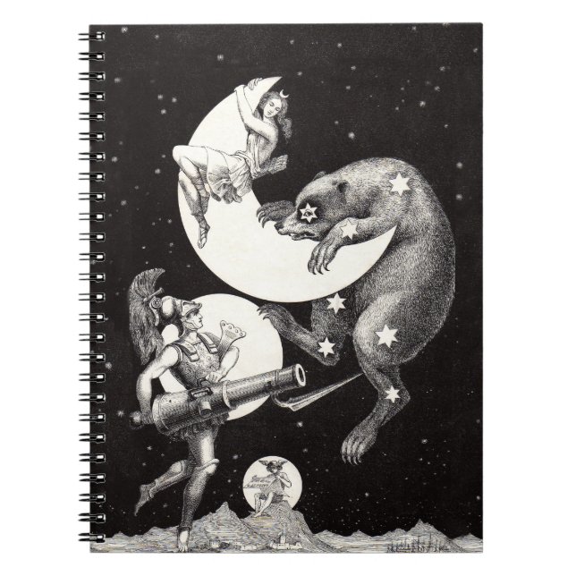 Himlavalv Måne Himmel Universum Gud Natt Illustrat Anteckningsbok Med Spiral (Framsidan)