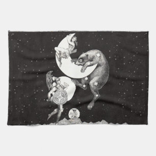 Himlavalv Måne Himmel Universum Gud Natt Illustrat Kökshandduk