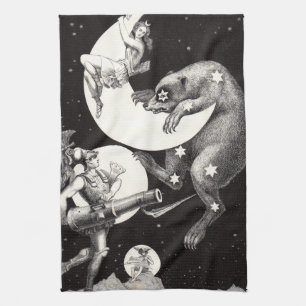 Himlavalv Måne Himmel Universum Gud Natt Illustrat Kökshandduk