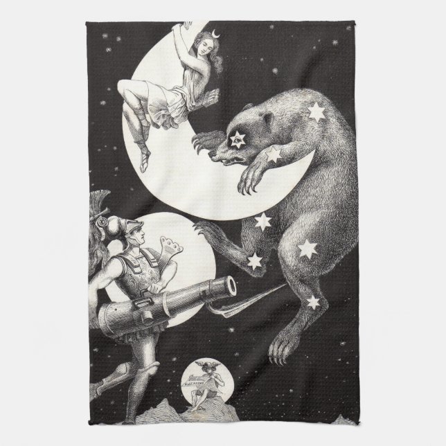 Himlavalv Måne Himmel Universum Gud Natt Illustrat Kökshandduk (Vertikal)