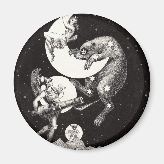 Himlavalv Måne Himmel Universum Gud Natt Illustrat Magnet (Framsidan)