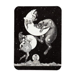 Himlavalv Måne Himmel Universum Gud Natt Illustrat Magnet