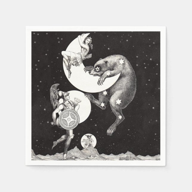 Himlavalv Måne Himmel Universum Gud Natt Illustrat Pappersservett (Framsidan)
