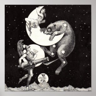Himlavalv Måne Himmel Universum Gud Natt Illustrat Poster