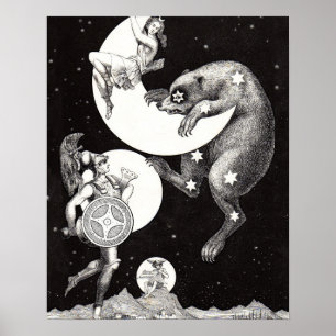 Himlavalv Måne Himmel Universum Gud Natt Illustrat Poster