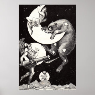 Himlavalv Måne Himmel Universum Gud Natt Illustrat Poster