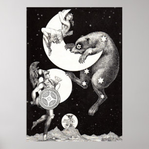 Himlavalv Måne Himmel Universum Gud Natt Illustrat Poster