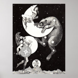 Himlavalv Måne Himmel Universum Gud Natt Illustrat Poster