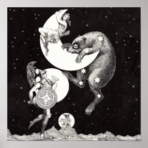 Himlavalv Måne Himmel Universum Gud Natt Illustrat Poster