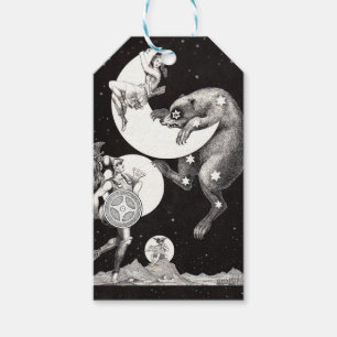 Himlavalv Måne Himmel Universum Gud Natt Illustrat Presentetikett