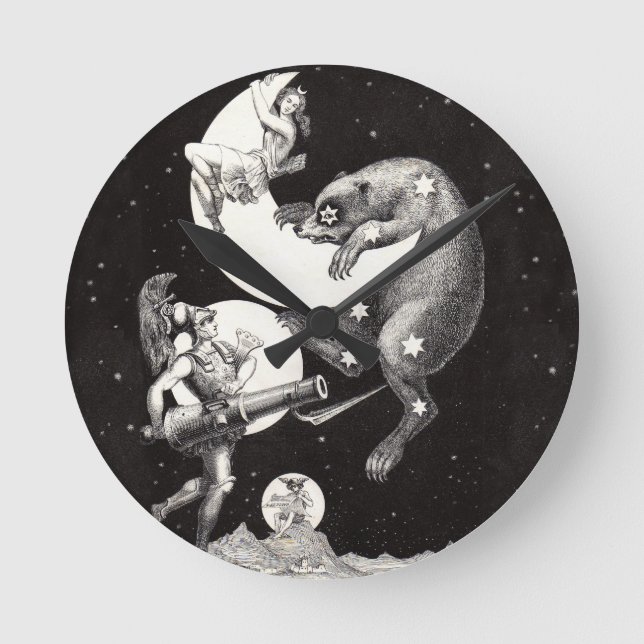 Himlavalv Måne Himmel Universum Gud Natt Illustrat Rund Klocka (Framsida)