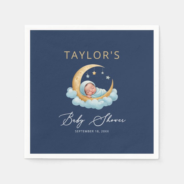 Himlavalv Måne Stjärnor Moln Baby Shower Servetter (Framsidan)