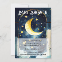 Himlavalv med stjärnor och måne Baby Shower     