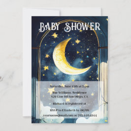 Himlavalv med stjärnor och måne Baby Shower      Inbjudningar