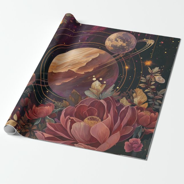 Himlavalv Nebulosa Kristall Planet Lila Presentpapper (Utrullad)