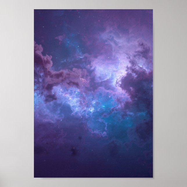 Himlavalv Opalescent Nebula Plommon Väggkonst (Framsidan)