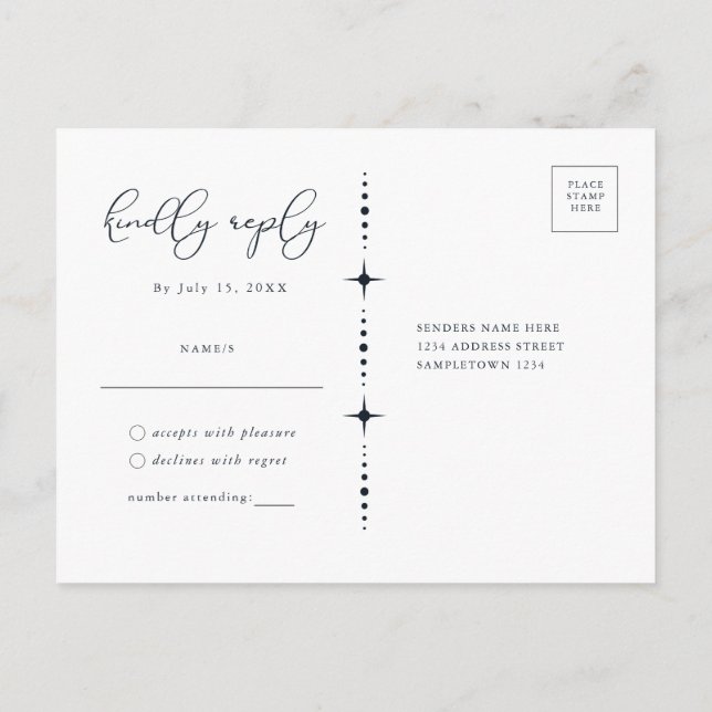 Himlavalv Sol och Måne RSVP Brevkort Vykort (Baksida)