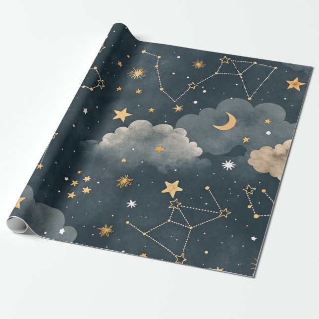 Himlavalv Stjärnbild Stjärnmönster (5) Presentpapper (Utrullad)