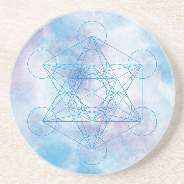 Himlavalvblå Metatrons kub - Sacred Geometry  Underlägg (Framsidan)
