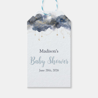 Himlavalvets flottilj Vattenfärg Moln Baby Shower- Presentetikett