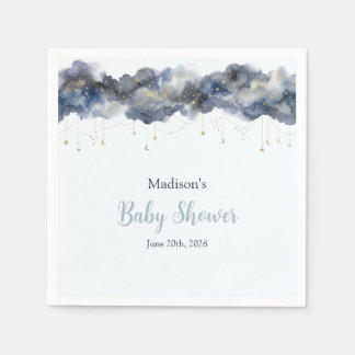 Himlavalvsmarin vattenfärg moln baby shower papper pappersservett