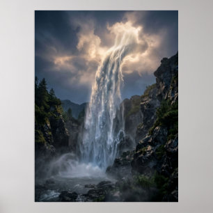 Himlavattenfall Ljusst Landsbygd Poster