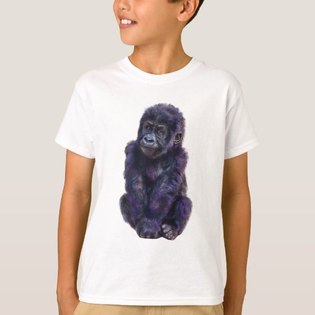 Himlaviolet gorilla spädbarnstryck t shirt (Framsida)