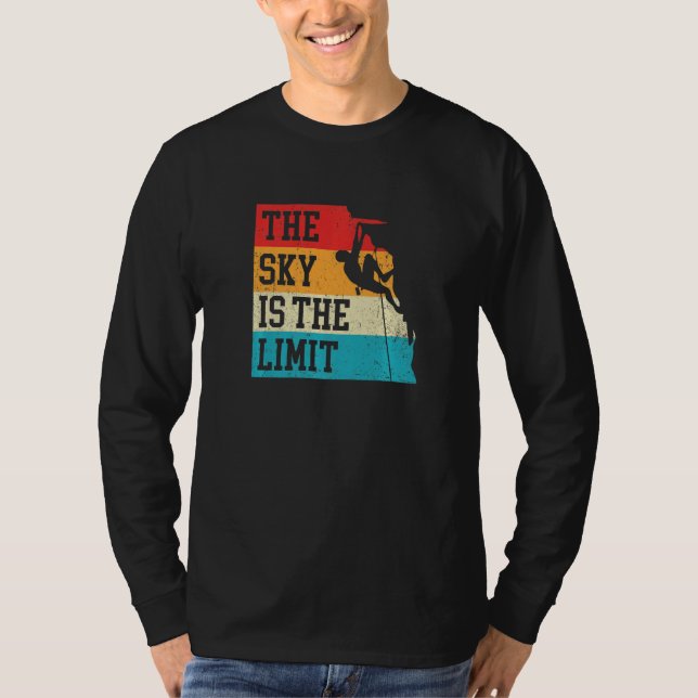 Himlen Är Gränsen Klippklättring Bouldering Klättr T Shirt (Framsida)