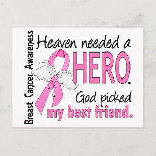 Himlen behövde en Hero Best Friend Breast Cancer Vykort
